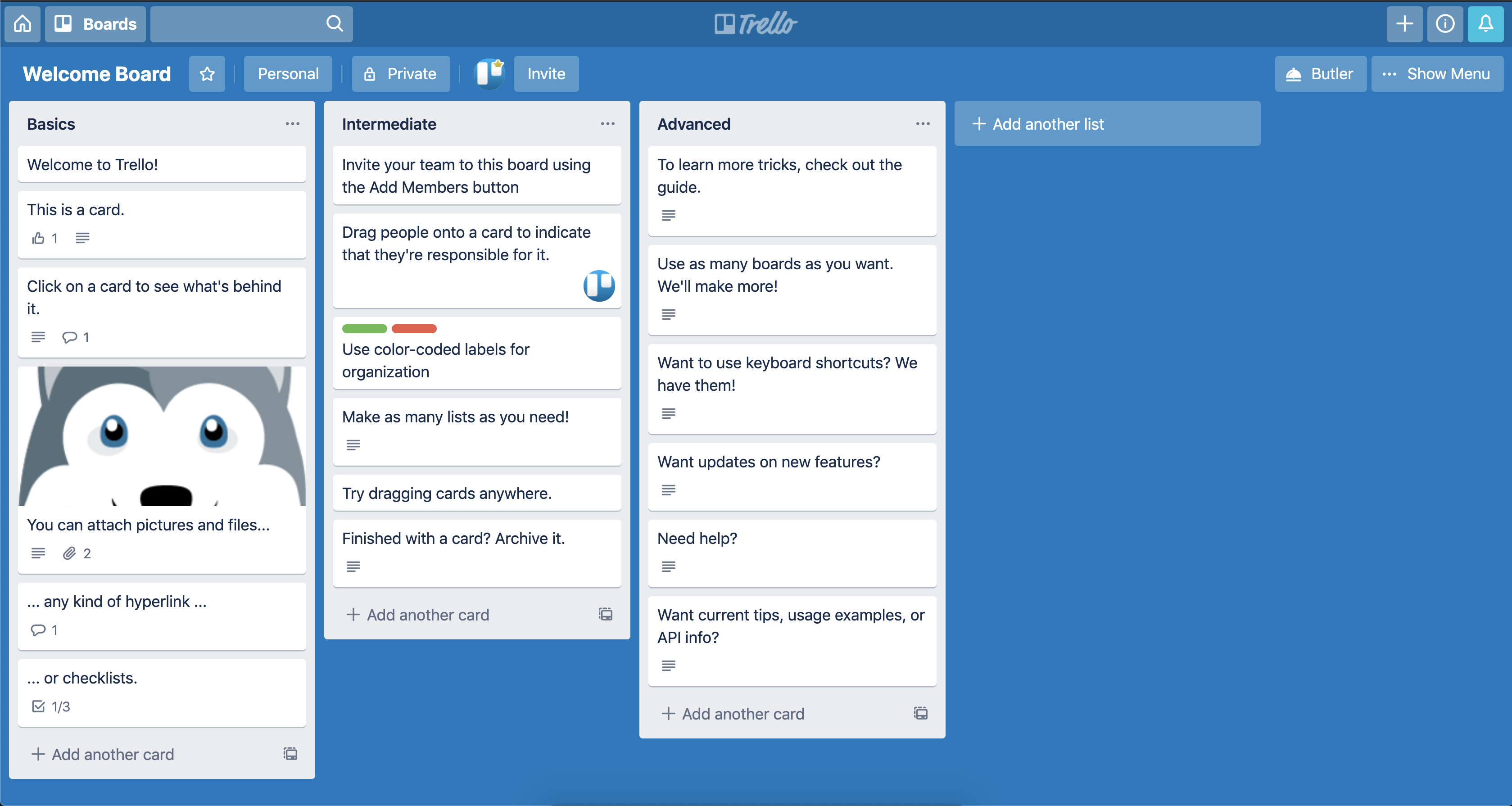 Typescript react example. React js like Trello.