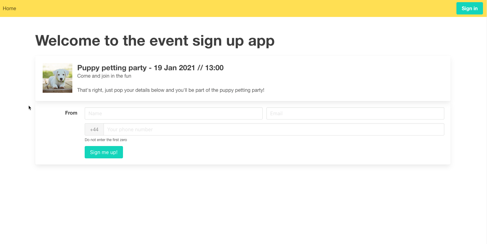 Event SignUp App screenshot
