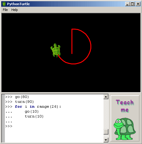 Coding turtle via http://pythonturtle.org/