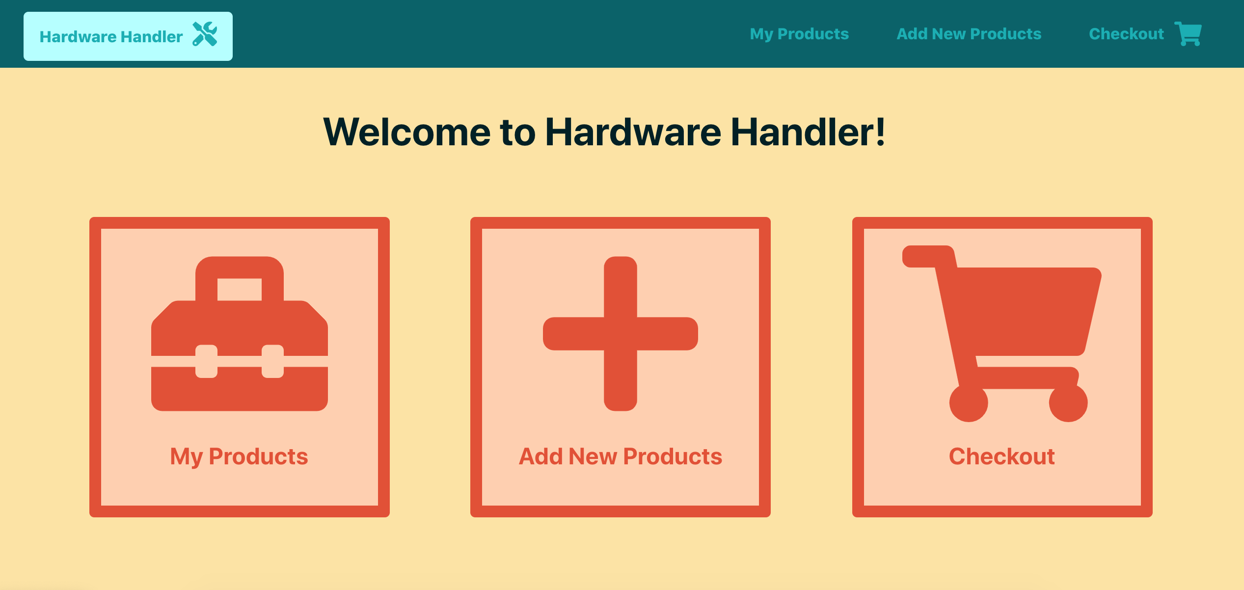 hardware handler home page in browser