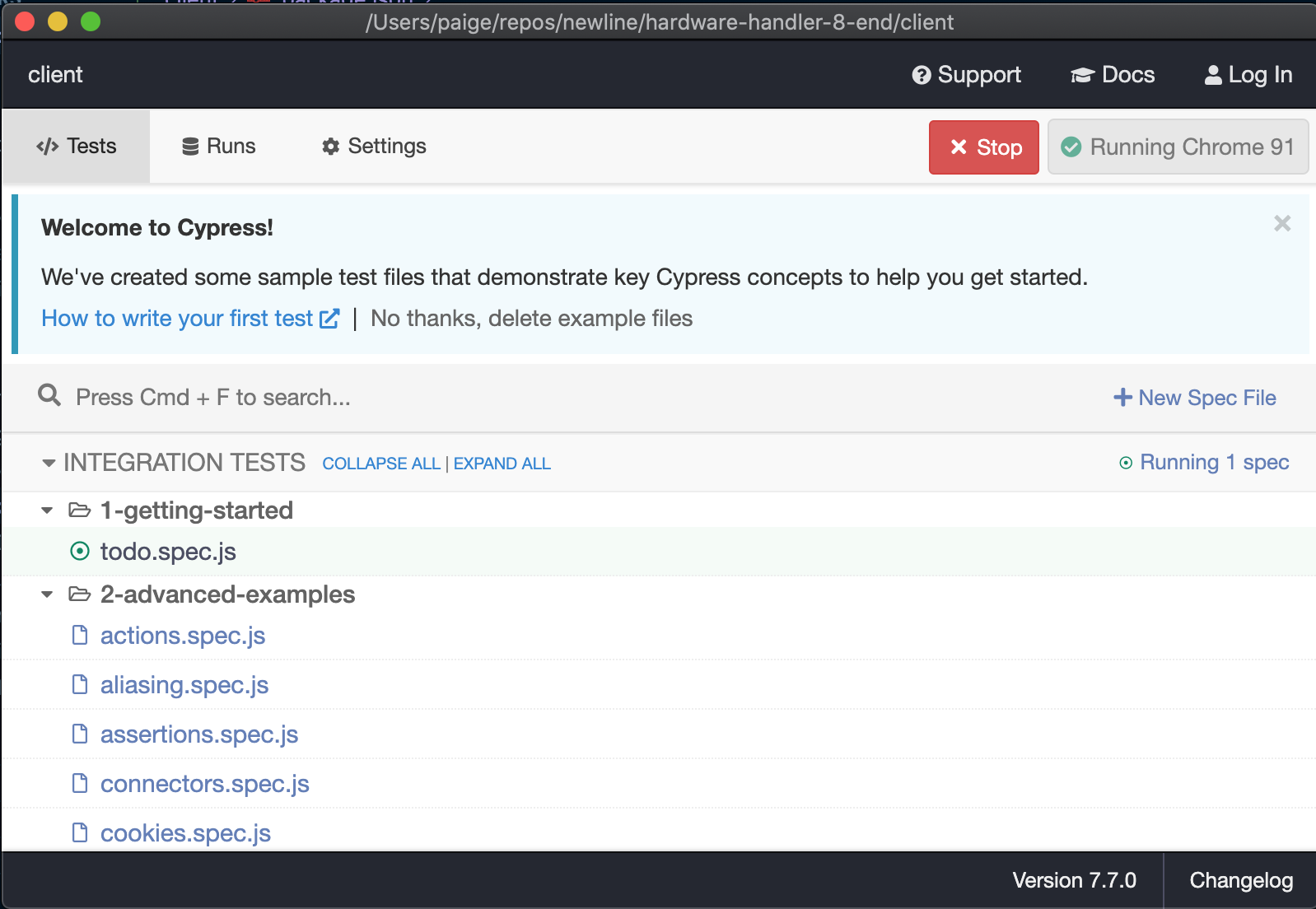 Cypress automated test runner