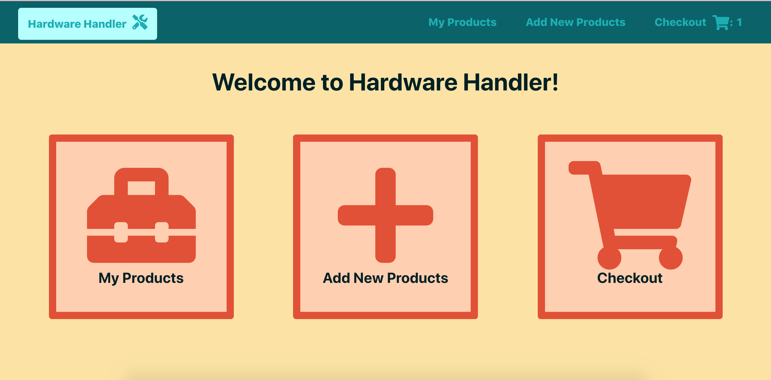 Home page of the Hardware Handler sample React application